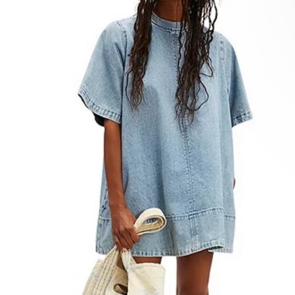 Free People Denim Blue Mini Dress - Picture 3 of 3